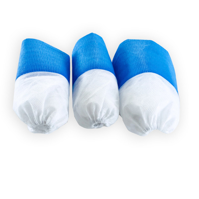 Waterproof Half Coated PP Half PE Film Non Woven Shoe Covers Blue White 15*40cm