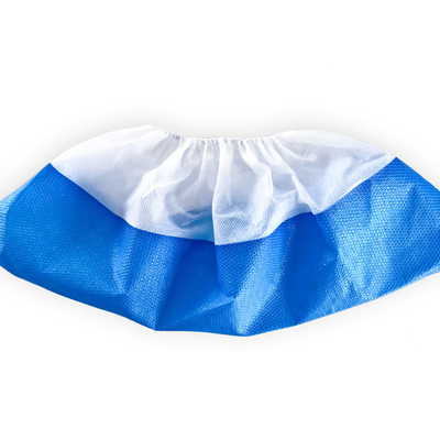 Waterproof Half Coated PP Half PE Film Non Woven Shoe Covers Blue White 15*40cm