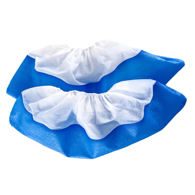 Waterproof Half Coated PP Half PE Film Non Woven Shoe Covers Blue White 15*40cm