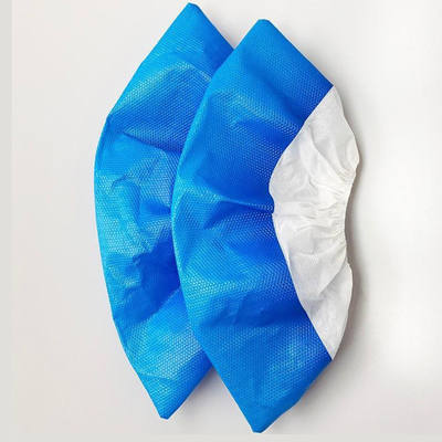Waterproof Half Coated PP Half PE Film Non Woven Shoe Covers Blue White 15*40cm